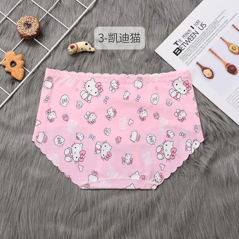 Sanrio Pink Ice Shreds Cartoon Hello Kitty Printed Underwear Female Sexy Lingerie Calzones Mujer Kawaii Girl Panties