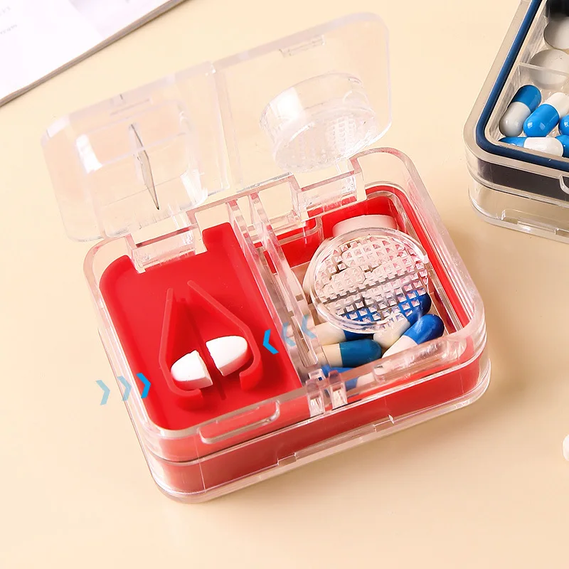 Medicine Box Pill Caplets Medicine Dose Tablet Cutter Splitter Divide Compartment Storage Box Portable Home Medicine Case Boxes