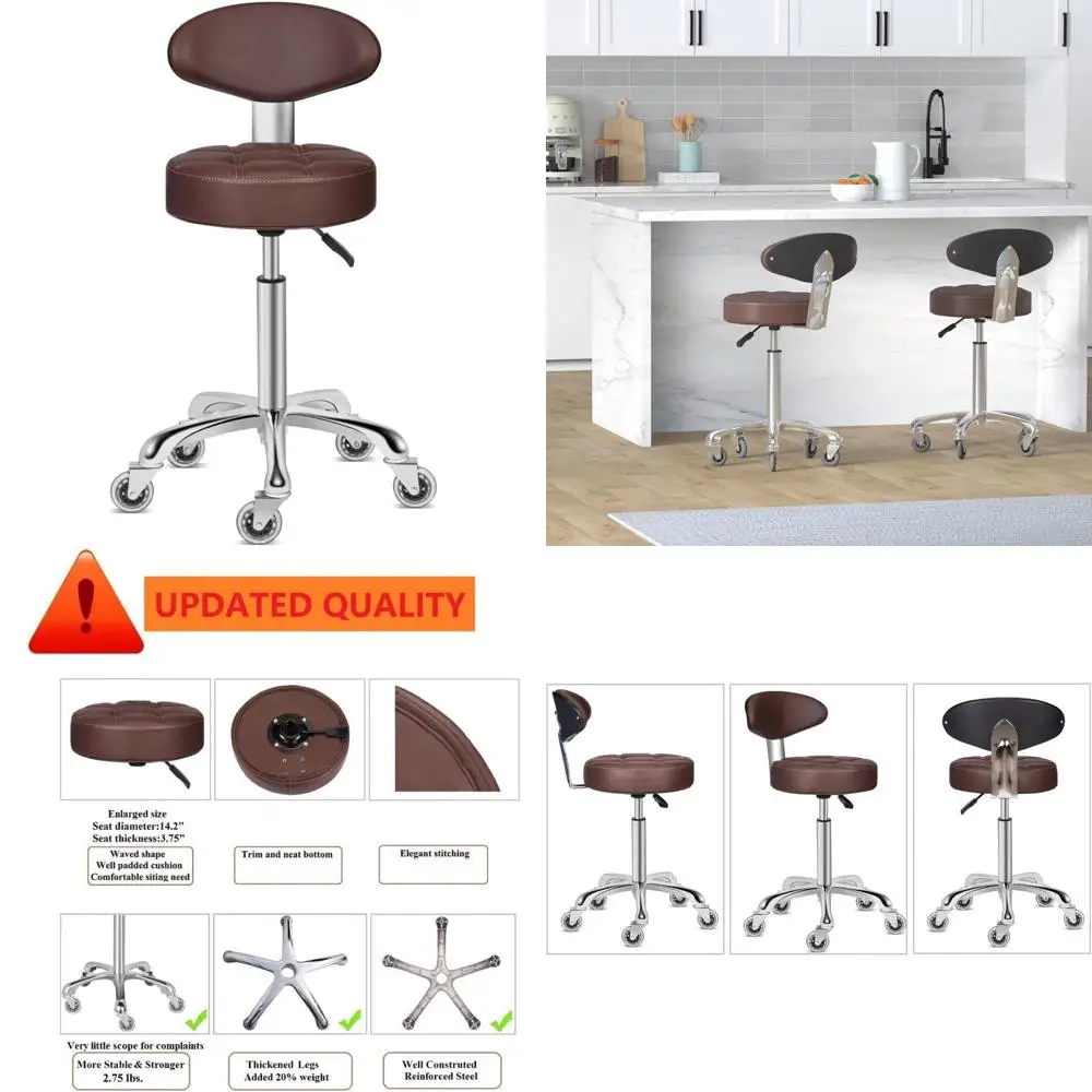 

Сверхмощный металлический табурет на колесиках с регулируемой высотой для кухни, салона, бара, офиса и массажа