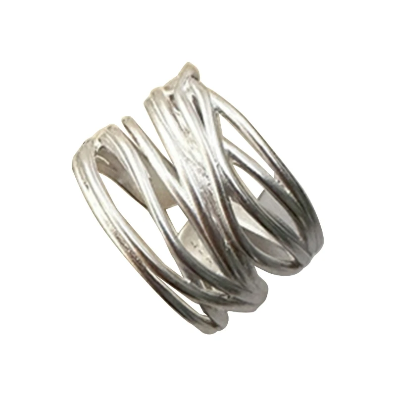 Trendy Twisted Wraparound Rings Artistic Crossovers Pattern Rings Adjustable Size Twisted Rings for Finger Types C1FC