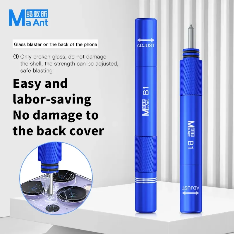 【2024New】Maant B1 Labor-saving Anti-slip Mobile Phone Back Cover Glass Blasting Pen with Adjustable Strength Glass Removal Tool