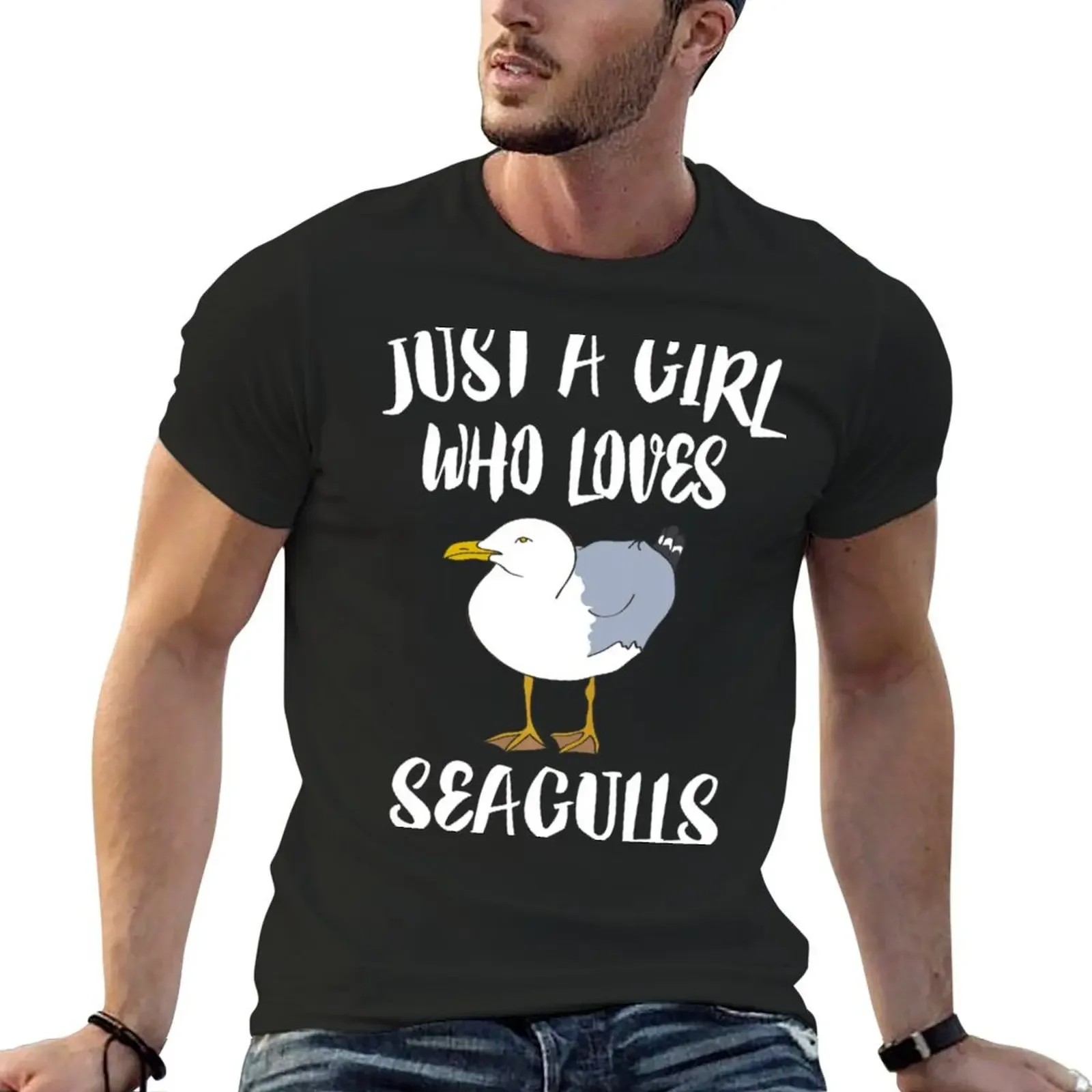 

Girl Seagulls Bird Just Who Loves A Gift Lover T-Shirt graphic shirts shirts graphic tee clothing for men