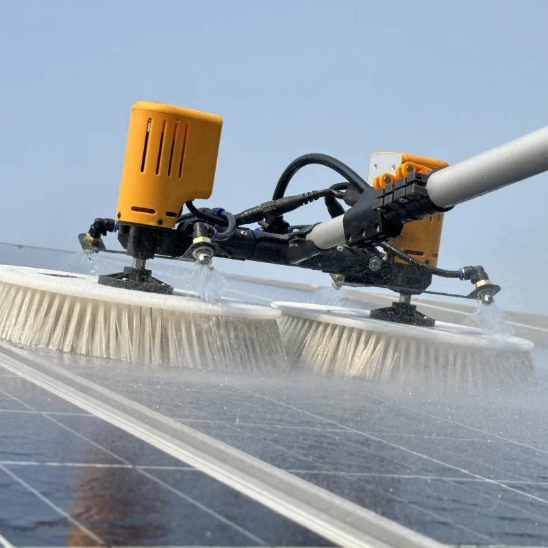 Double Head Automatic Rotating Nylon Brush Scrubber Electric Solar Panel Brush Wet Dry Cleaning 24V Battery Wet Cleaner