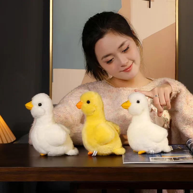 Simulation cartoon duck plush toy cute plush animal white yellow duck plush doll lifelike goose plush child\'s toy girl