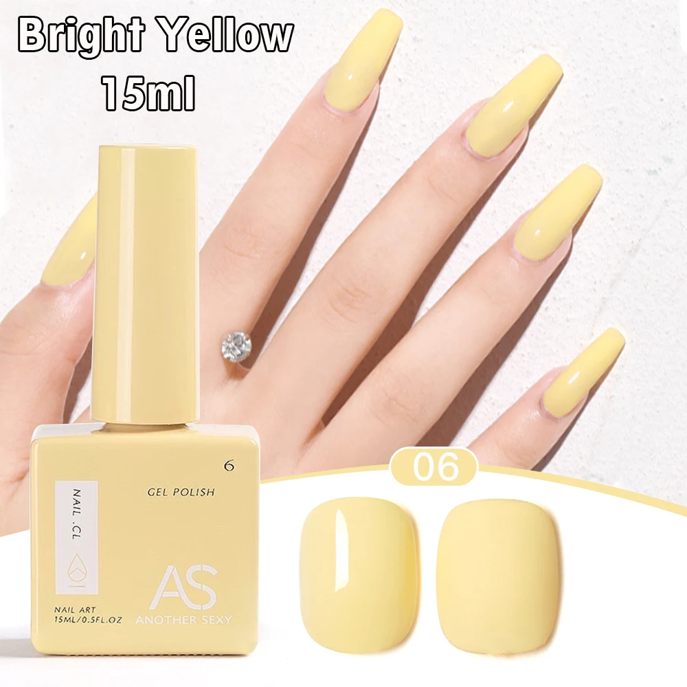 

AS 1 шт. 15 мл Ярко-желтый гель-лак для ногтей Стартер Pure Soak Off без протирания Гель-лак для ногтей Подходит для всех сезонов