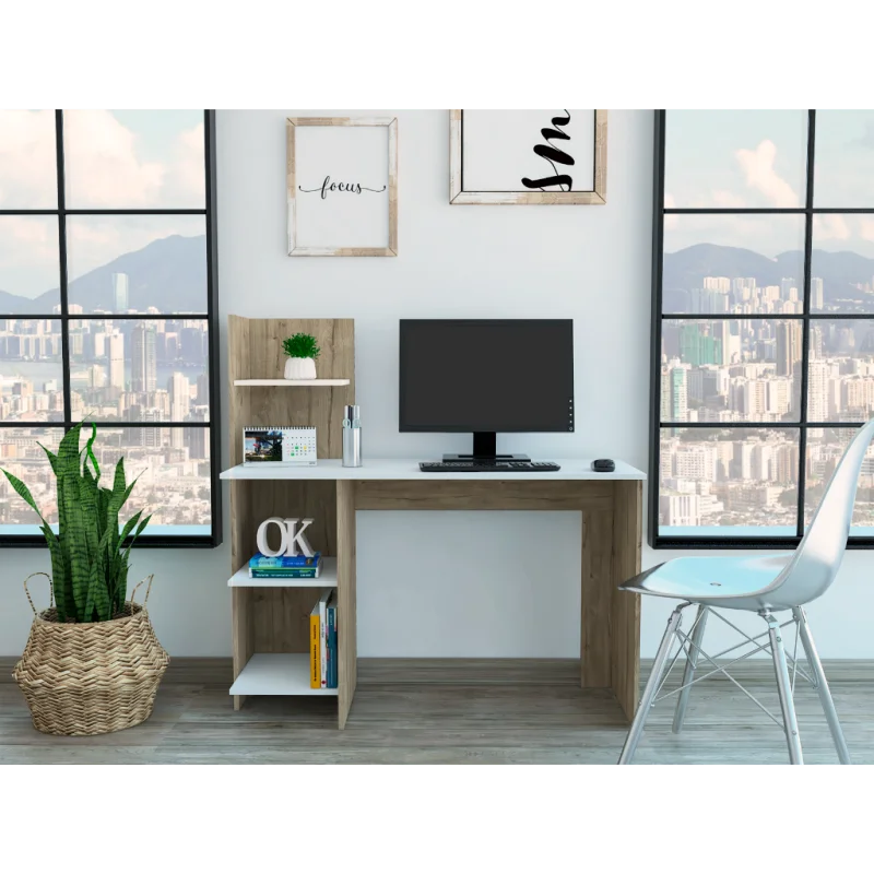 

Alixeperss Store Writing Desk, Four Shelves