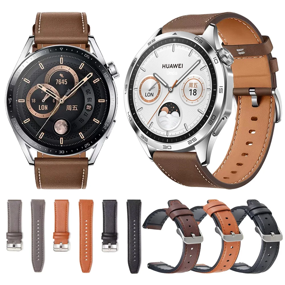 22mm Leather+Silicone Straps For HUAWEI WATCH GT 4 46mm WATCH 4 Pro GT 3 GT2 Pro Buds Band Watchbands Replacement Bracelet Wrist