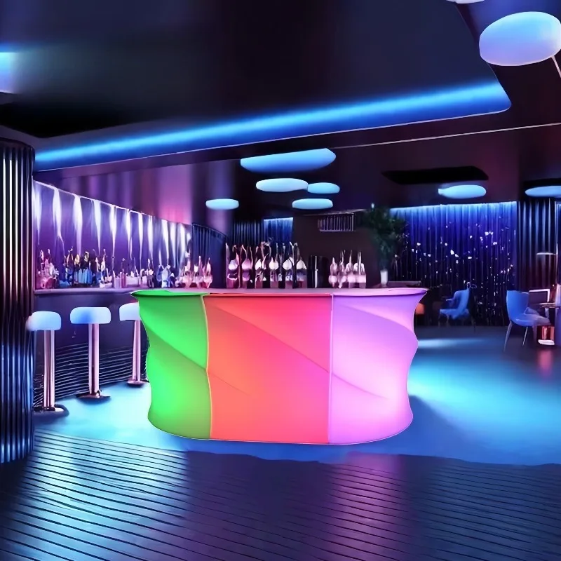 Rechargeable Light Emitting Diode Bar Furniture Set Mobile Counter Restaurant and Event Comfort