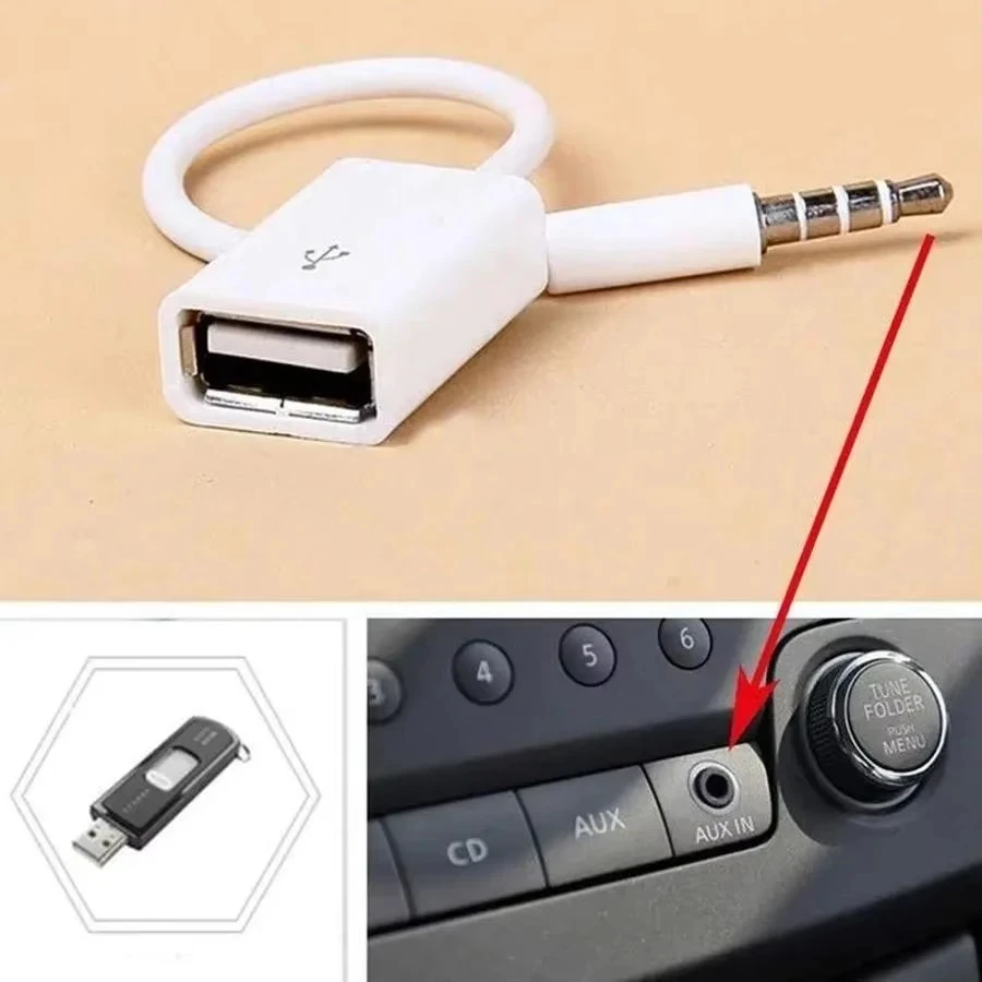 New Practical 3.5mm AUX USB 2 0 Audio Adapter Cable Car Stereo Converter MP3 Speaker U Disk Flash Drive Connection Accessories