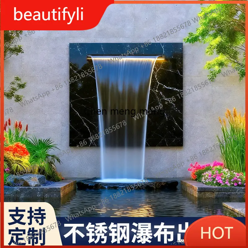 A139 Waterfall outlet garden stainless steel courtyard decorative water curtain wall flow sink landscaping water feature wall