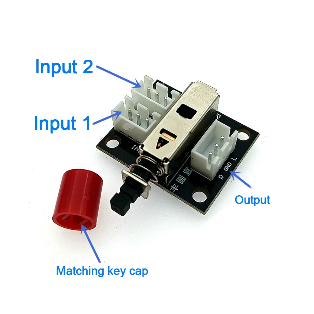 2-Way Button Type Sound Source Switching Board Signal Input Not Common-ground Mechanical Switch Type with 0.5/0.3M Shielded Wire