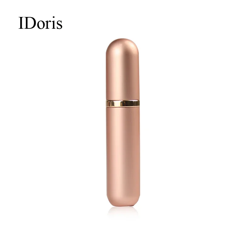 IDoris 5ml Perfume Vaporizers Portable Mini Perfume Glass Bottle Travel Aluminum Spray Atomizer Empty Metal Parfume Atomiser 2PS