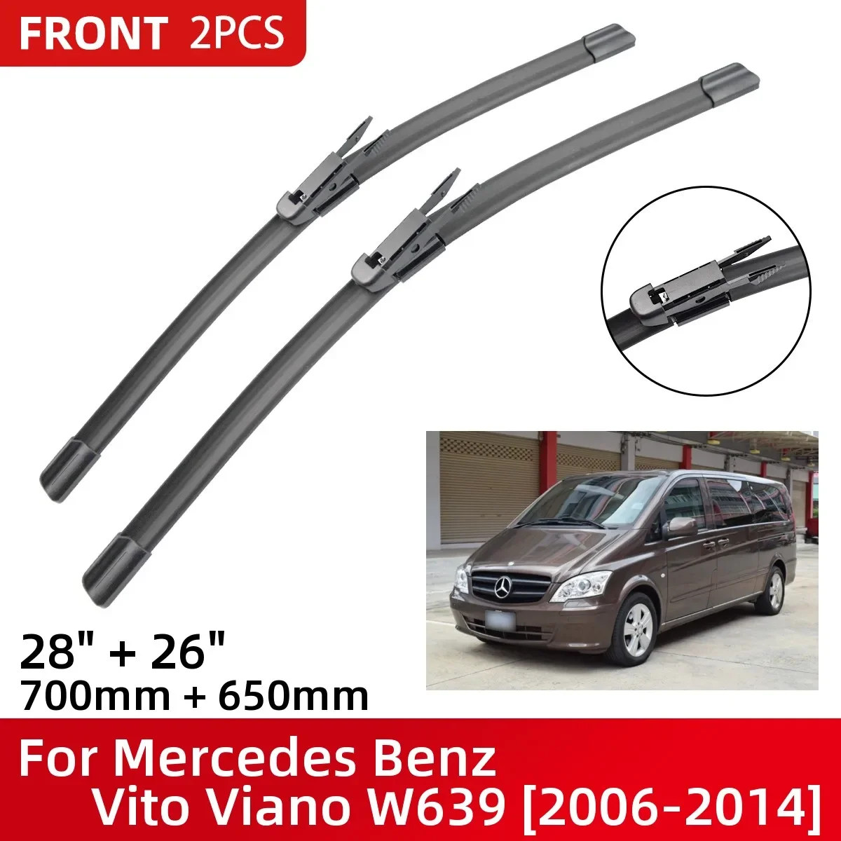 Front Wiper Blades  Mercedes Benz Vito Viano W639 2006-2014 Windshield Windscreen Window 28