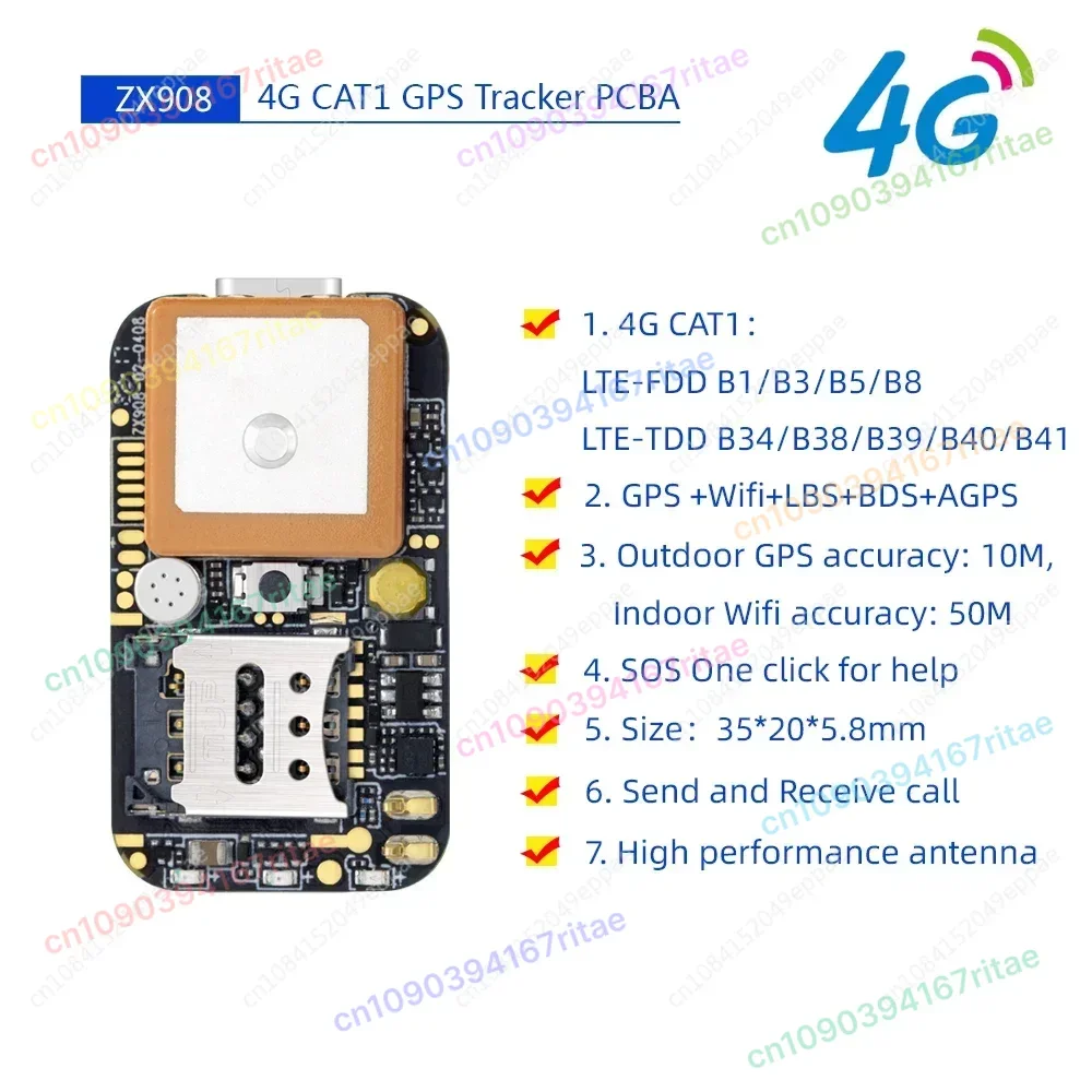 World smallest LTE CAT-1 4G GPS tracking chip ZX908 GPS tracker