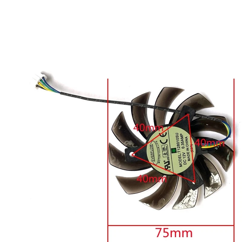 Nieuwe 75Mm 4pin Dc 12V 0.35A T128010SU Gpu Koeler Voor Gigabyte Geforce Gtx 670 780 980 R9 290 gt 1030 Grafische Kaart Koeling