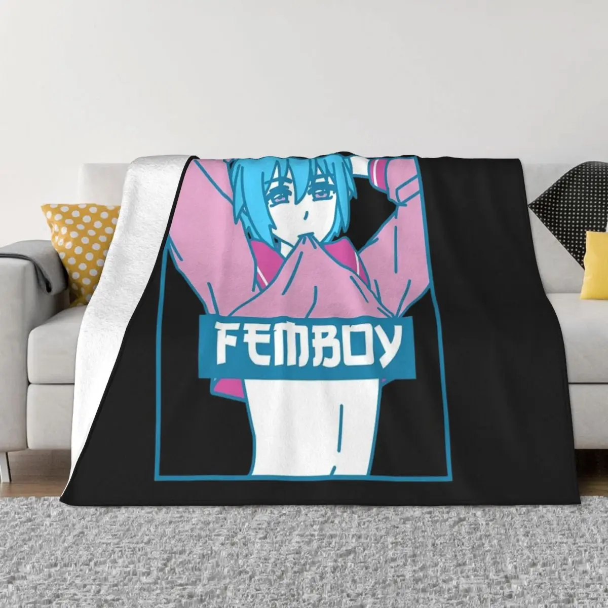 Femboy Aesthetic Pastel Gay Yaoi Anime Boy Crossdressing Throw Blanket Stuffed Blankets For Sofa Thin Luxury Thicken Blanket