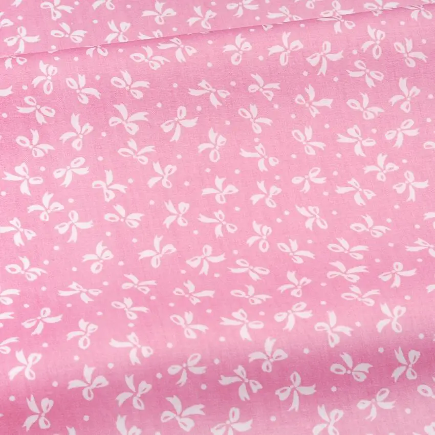 Pink Flower Stripe Bows Cotton Twill Fabric DIY Sewing For Baby&Child Patchwork Quilting Handmade Textile Bedding Blanket Sheets