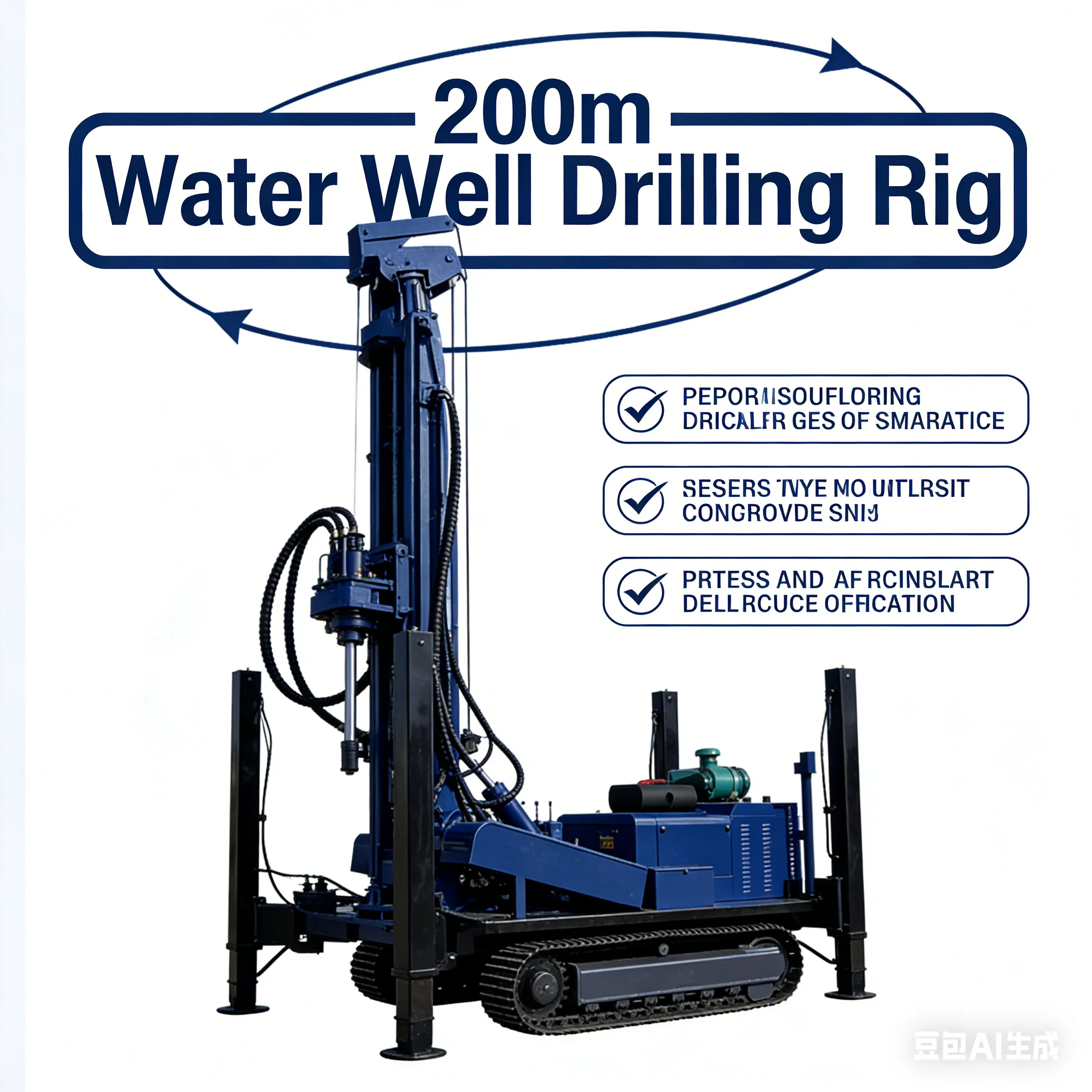 Customized High Efficiency Hydraulic Water Well Drilling Rig, 350m Depth - For Quick And Precise Drilling In Farmland Irrigation