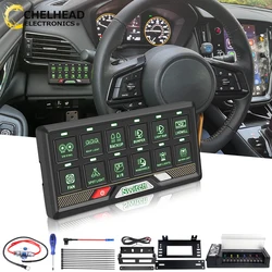 12 Gang Switches Panel Box Controller Multi-Function Key Pad Relay System 12V 24V for Campers Van RVs Trucks Off-Road Cars ATV