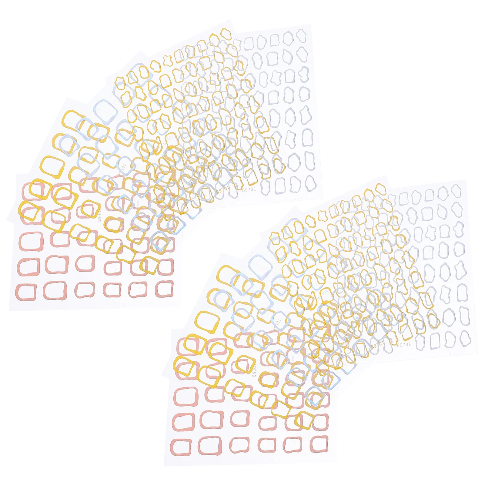 

10pcs Gold Nail Art Stickers Minimalist Geometric Hollow Design Self Adhesive Metallic Manicure Decor For Women Diy Nail Decals