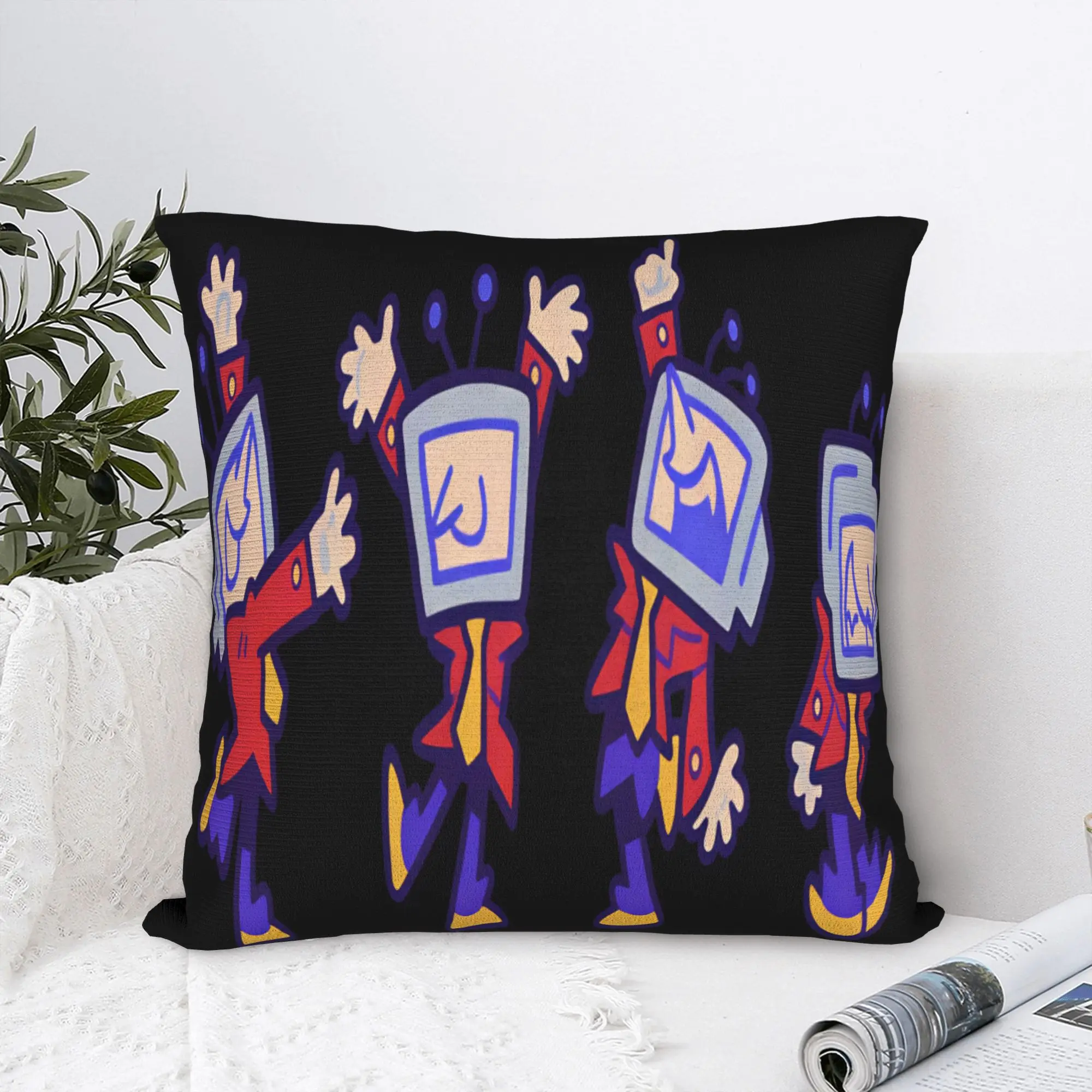 Deltarune Neon Outline Dancing TV Man Four Poses Pillow Cover  Vintage Pillow Case For Office Car Home Decor Pillowcases Gift