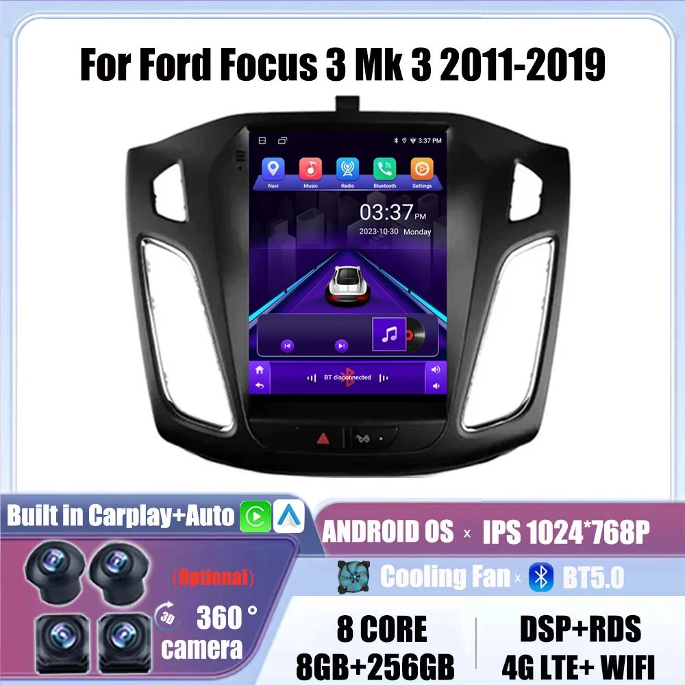 CarPlay Car Radio Android OS Player Multimedia Video Auto 4G+WIFI 9.7 Inch screen For Ford Focus 3 Mk 3 2011-2019 GPS