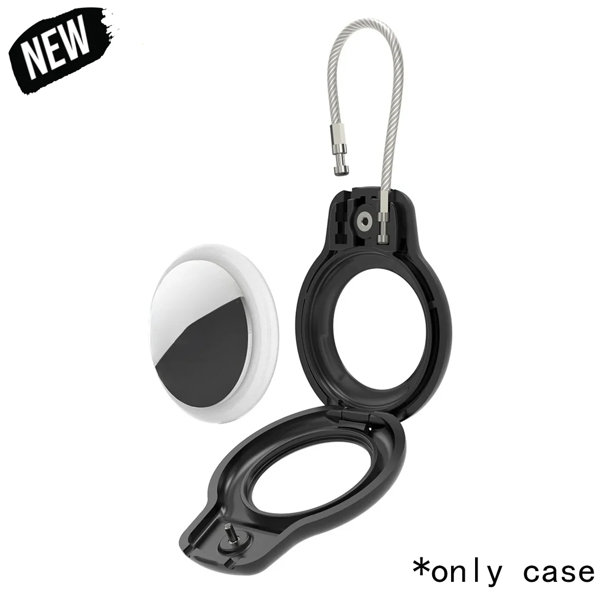 New Compatible with Apple AirTag Secure Holder with Cable Air Tag Lock Case Keychain Key Ring Key Chain Luggage tag for Keys