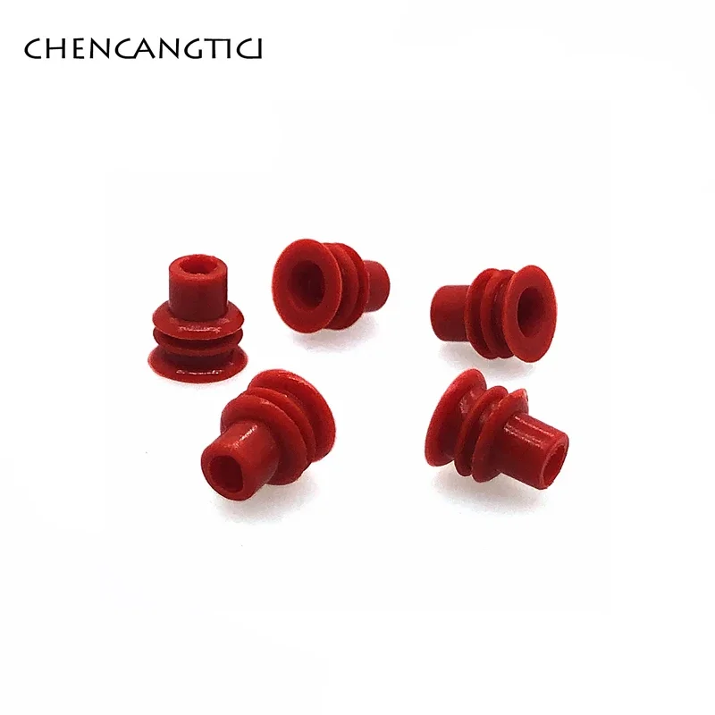 100 Pcs Car Connector Red Rubber Pisse Ring Seal Coil 2.2 MM Wire Harness Rubber Plug for Waterproof