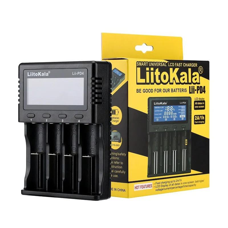 LiitoKala Lii-PD4/PD2 AC PD Charger LCD Fast Charging 4/2-Bay for 21700/18650/AA/AAA Multi-Protection Auto-Detect