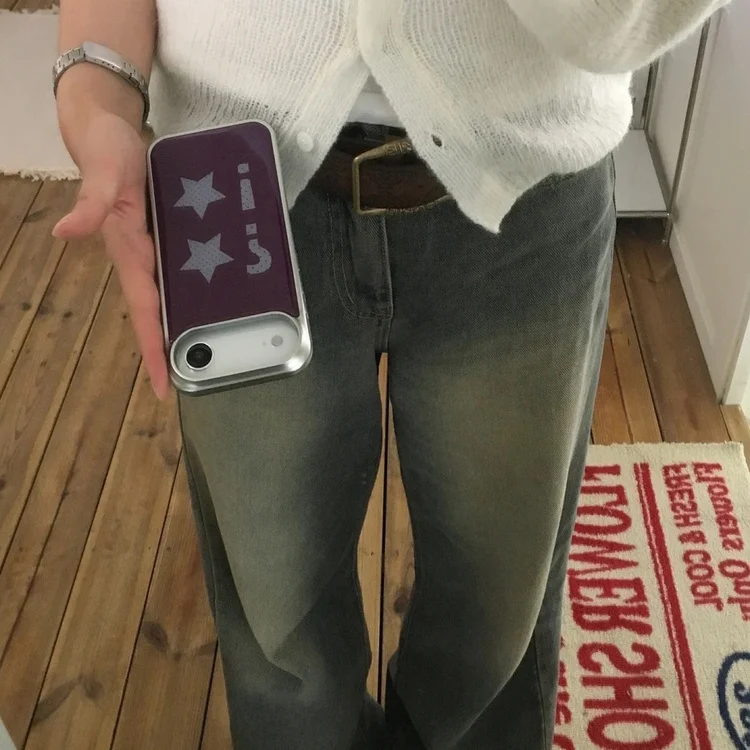 Coque de téléphone avec symbole à pois, style coréen Ins, étoile violette, pour iPhone 11/12/13/14/15/16/17 Pro Max AIR PLUS, époxy TPU, Anti-chute