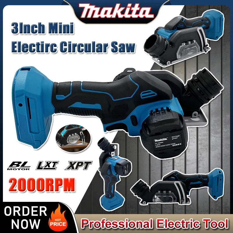 

Makita 3-дюймовая мини-бесщеточная электрическая циркулярная пила, беспроводная перезаряжаемая ручная электрическая шлифовальная машина, инструмент для батареи 18 В