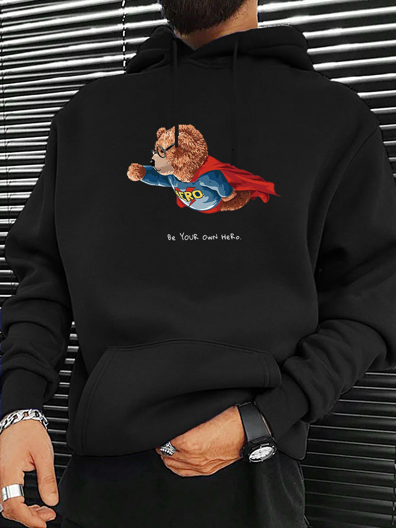 

Glasses Bear Graphic Printing Autumn and Winter Pure Cotton Hoodie for Men and Women Outdoor Street Sports Training Brand Trendy