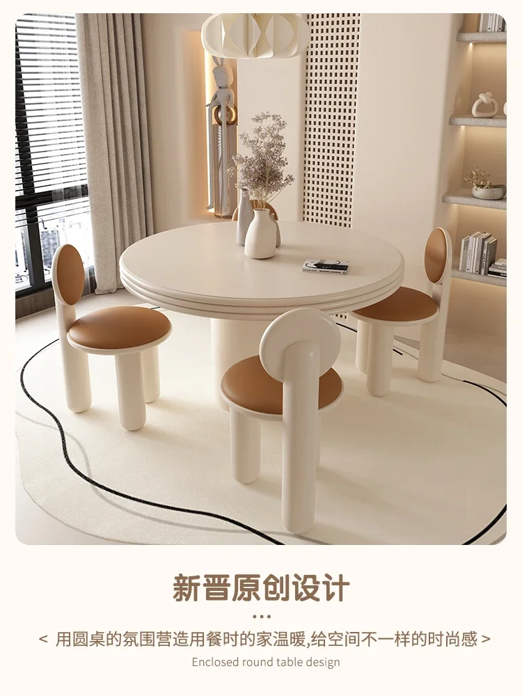 Round dining table household small apartment simple online celebrity ins solid wood dining table and chair combination