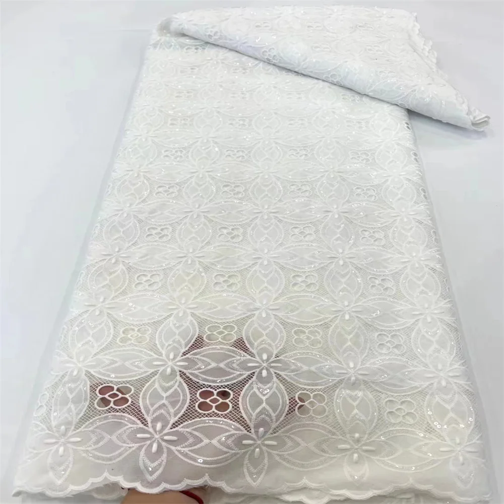 Milk Lace 2023 High Quality French Mesh Embroidery Sequins Lace African Nigerian Lace Fabric For Wedding Dress Sewing xc-200