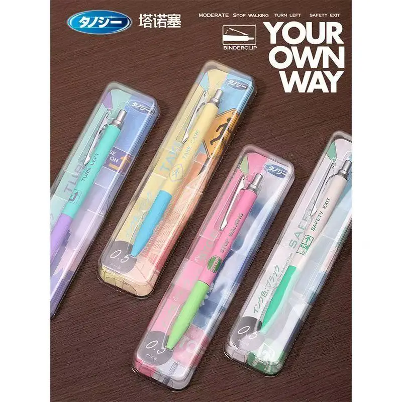 TANOOCI JJ56 Japan Imported Retractable Ballpoint Pen,Metal Barrel Comfortable Grip 0.5mm Clear Writing Gel Pen Contrast Colors