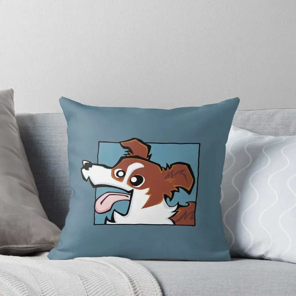 

Border Collie - Red and White (Face) BLUE BG Throw Pillow Ornamental Pillow Cushions Home Decor luxury home accessories pillow