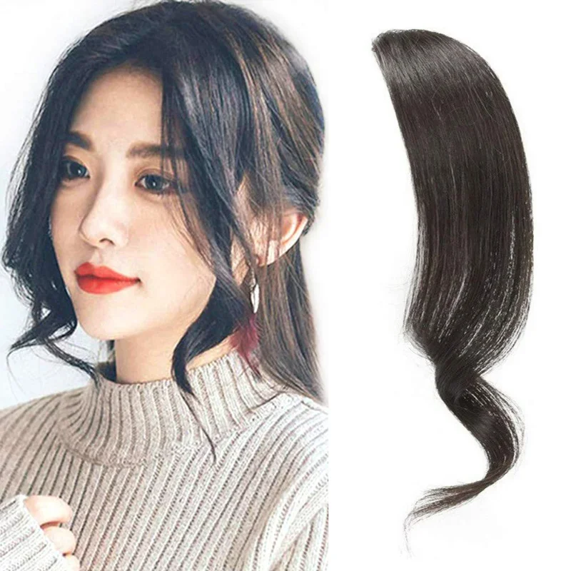 2 pieces wavy side bangs human hair wavy fringe extensions