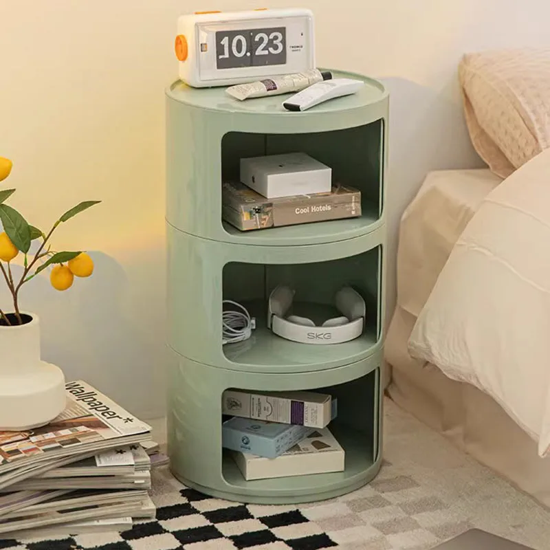 Modern Round Nightstand End Table Small Storage Shelf Bedroom Portable Nightstand Minimalist Design Sofa Side Table Alternative
