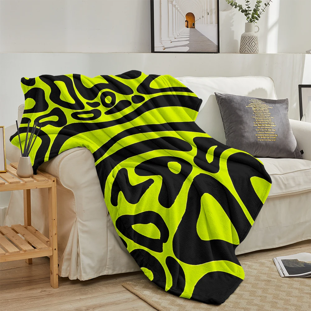 Neon Green Black Abstract Warm Flannel Fleece Blanket Thick Soft Cozy Throw Blanket for Winter Bed Couch Plush Bedspread