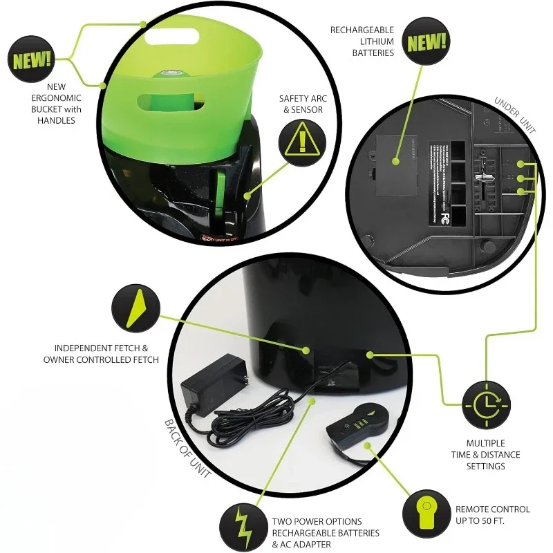 Fast shipping.Dogs With Five 2.5" Balls for Dogs 20-60 Pounds Fetch Machine Dog Ball Launcher & Automatic Ball Launcher for