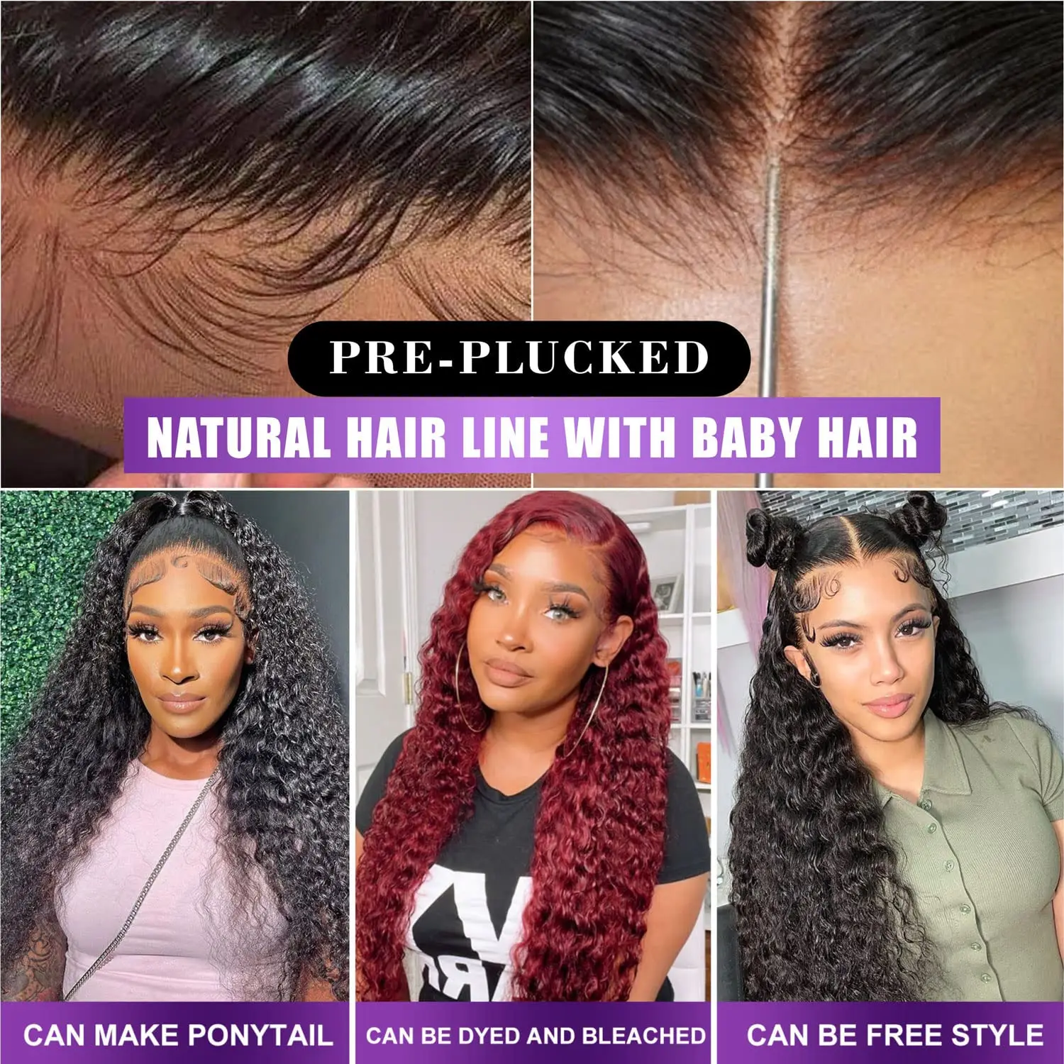 13x6 موجة عميقة الدانتيل شعر مستعار أمامي شعر الإنسان قبل قطعها قبل ابيض عميق شعر مستعار بشري مجعد للنساء 200 الكثافة مع شعر الطفل 28in