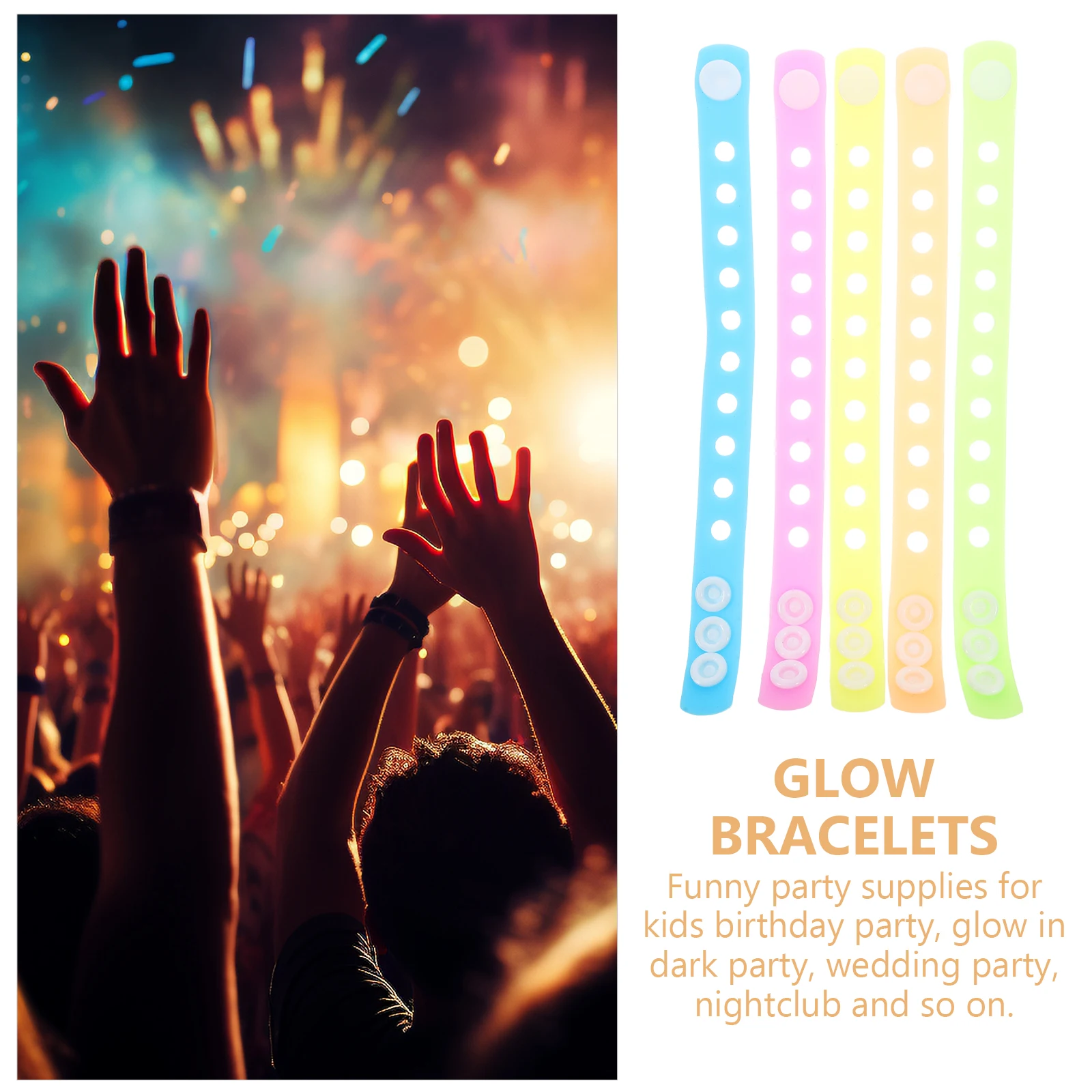 

10Pcs Glow in The Dark Bracelets Luminous Wristbands Party Supplies Kids Concerts Festivals Light Up Accessories Bulk Pack
