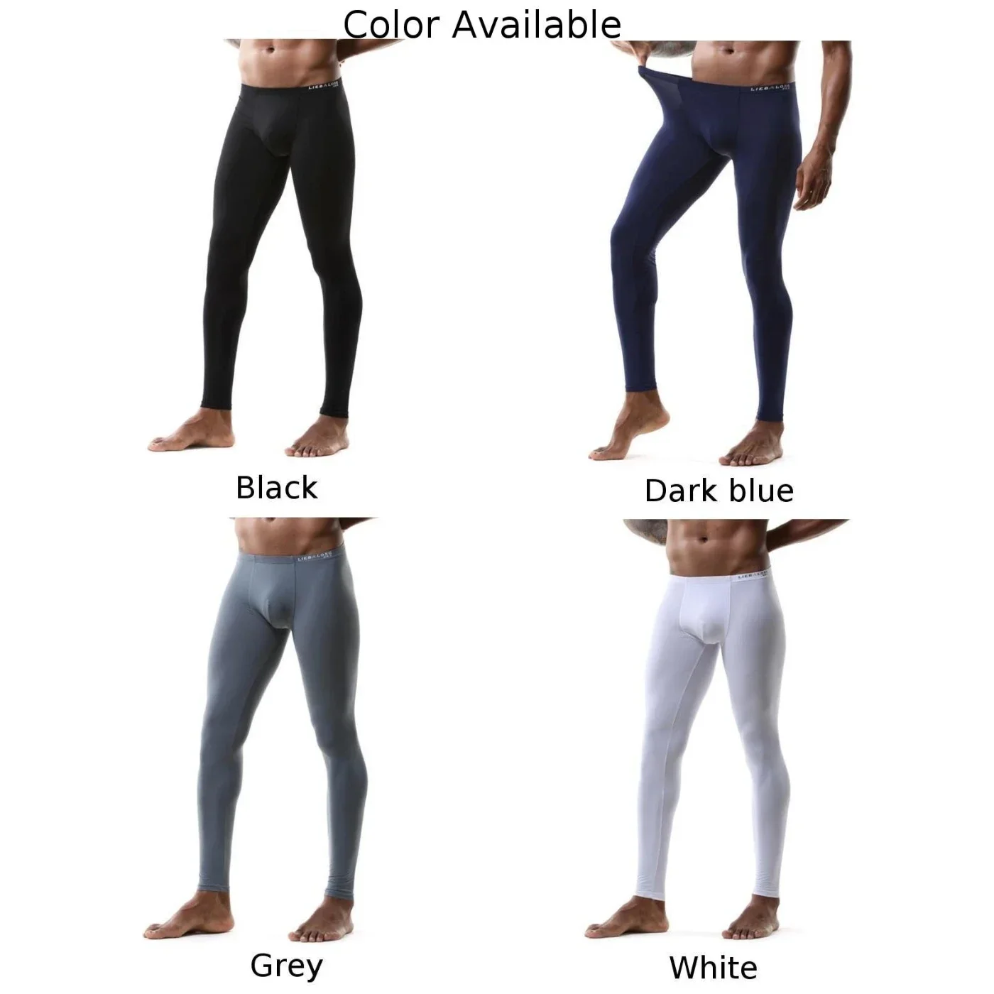 Men’s Ice Silk Thin Bottoms Tight-Fitting High Stretch Sexy Pants Autumn  Semi-transparent Home Trousers Leggings Homewear