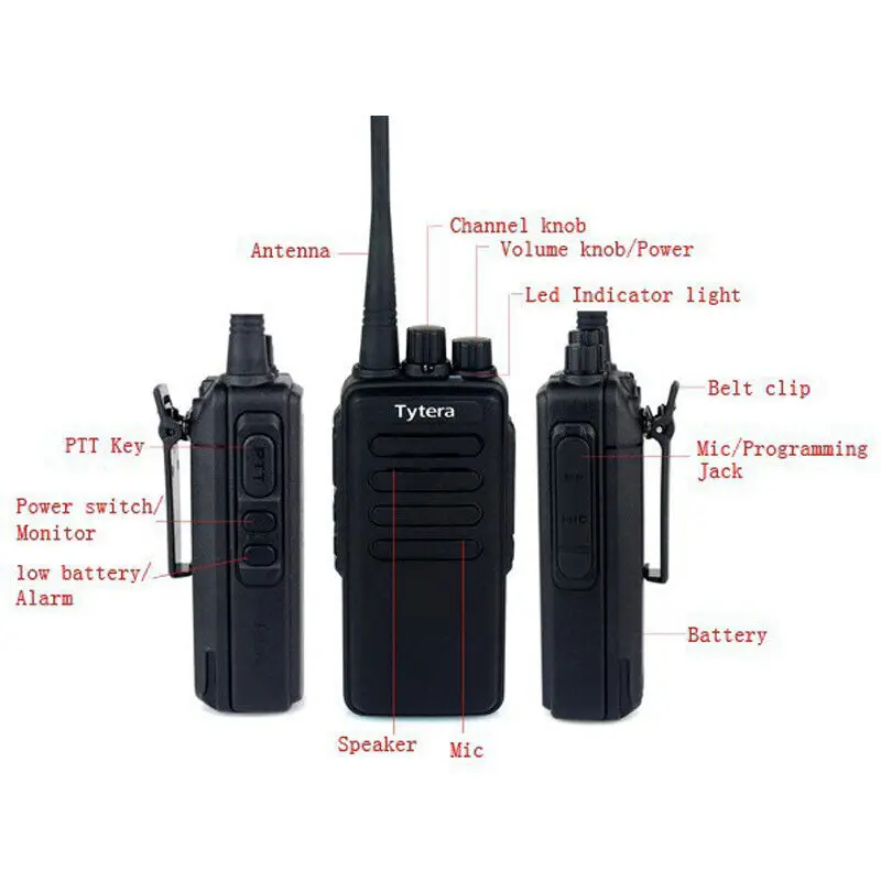 2pcs NEW Free Headset Walkie Talkie TYT TC-3000A 10W UHF 400-520 MHz 1750Hz Scan VOX Scrambler Two Antenna Two Way Radio