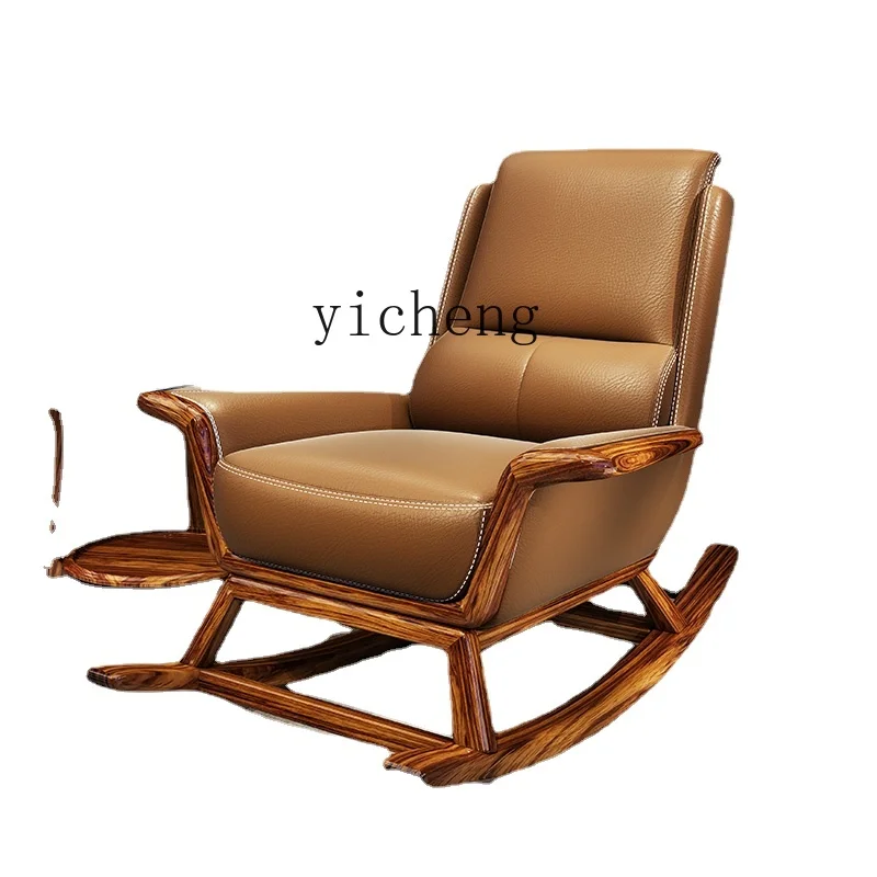 Yy Ugyen Wooden Rocking Chair Single Leisure Sofa Living Room Large Apartment Solid Wood Rocking Chair Wooden Rocking Chair