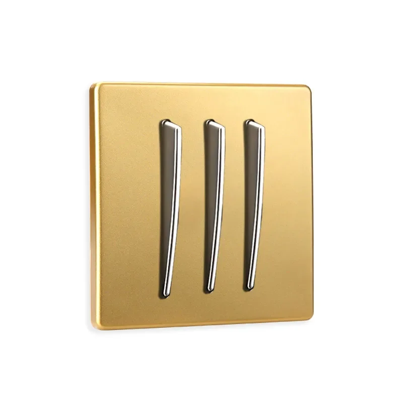 Home Improvement Wall Lamp Switch Panel Personality Fashion Golden 2 Way Dual Control 86 Type Push Button Switch