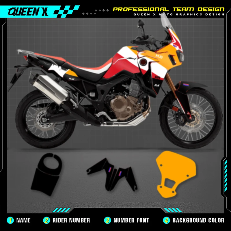 

Queen X MOTOR Custom Team Graphics Decals Stickers Kits For Honda AFRICA TWIN CRF1000L Motorcycle Decals