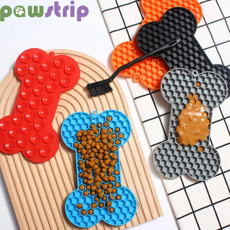 

Silicone Licking Pad Bone Shape Pet Slow Food Mats for Dogs Cats Anti-Choking Peanut Butter Slow Eating Placemats Pet Feeder