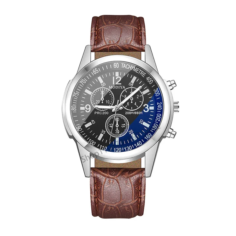 Reloj de cuarzo para hombre, cronógrafo con correa de cristal, luz azul, regalo de moda