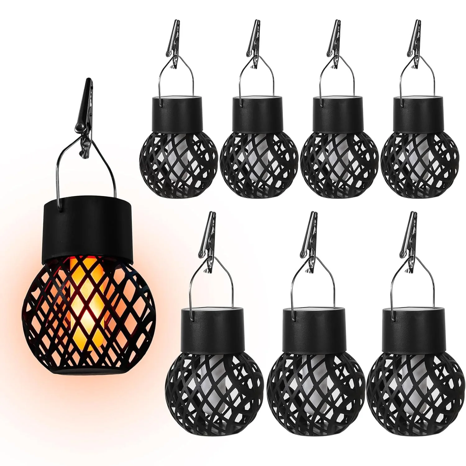1-6 Stück LED Outdoor Flammen effekt hängende Laterne aus wasserdichten Garten Dekoration Lampe Solar Lichterkette für Terrasse Garten Hof